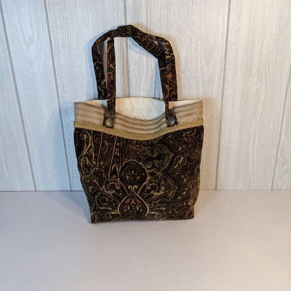VTG Handmade Velour Should Bag / Tote Paisley EUC - Picture 3 of 10